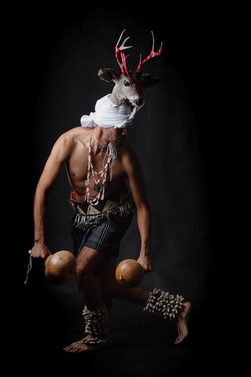 Close-up of Yaqui dancer mid-performance