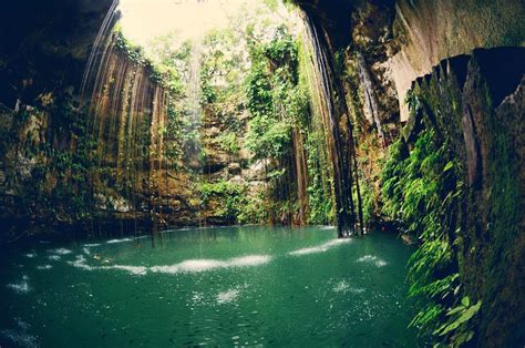 Steep cliffs of the Sacred Cenote