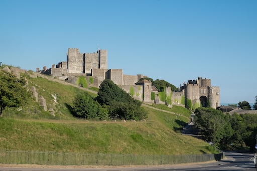 Dover Castle standing tall above the White Cliffs of Dover