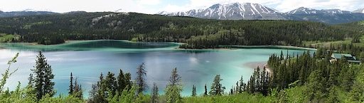 Canoes on Emerald Lake during summer