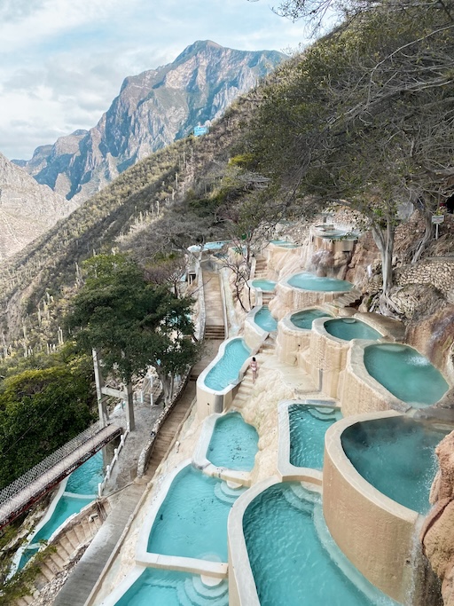 Cliffside hot spring pools in Tolantongo