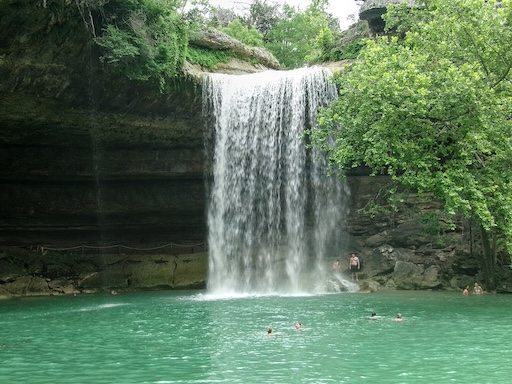 View from inside the Hamilton Pool grotto looking out