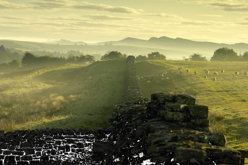 Ruins of a Roman fort along Hadrian’s Wall near Housesteads