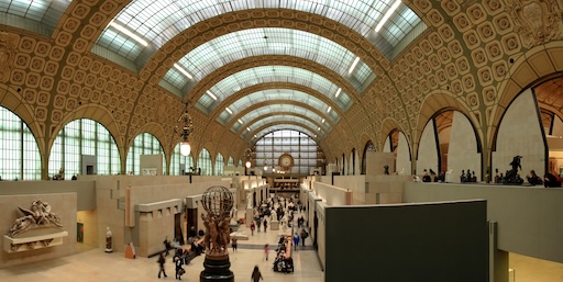 Clock room at Musée d'Orsay with view of Paris through the clock face
