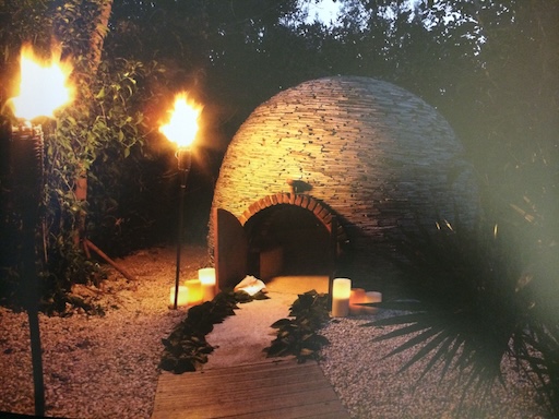 People exiting a temazcal after ceremony