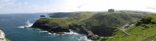 Tintagel Castle footbridge connecting the mainland to the island
