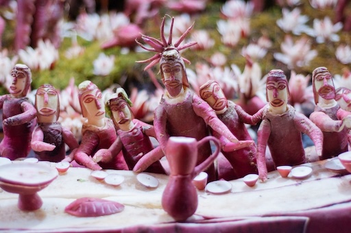 Detailed radish art at the festival