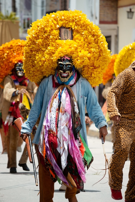 Tlacololeros performance in a public square