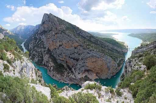 Verdon Gorge cliffs and emerald river in southeastern France